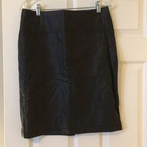 Black leather pencil skirt